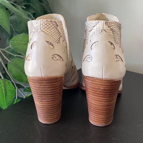 Gianni Bini Cream Cut Out Snakeskin Cowboy Booties - Picture 4 of 13